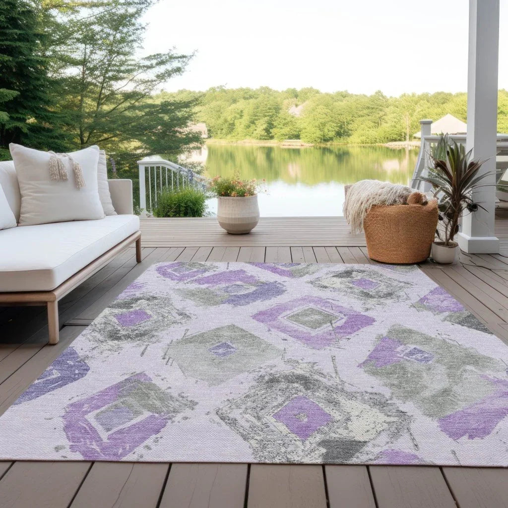 Aelir Purple Washable Indoor - Outdoor Rug - LOOMLAN - LOOMLAN Rugs - Outdoor Rugs