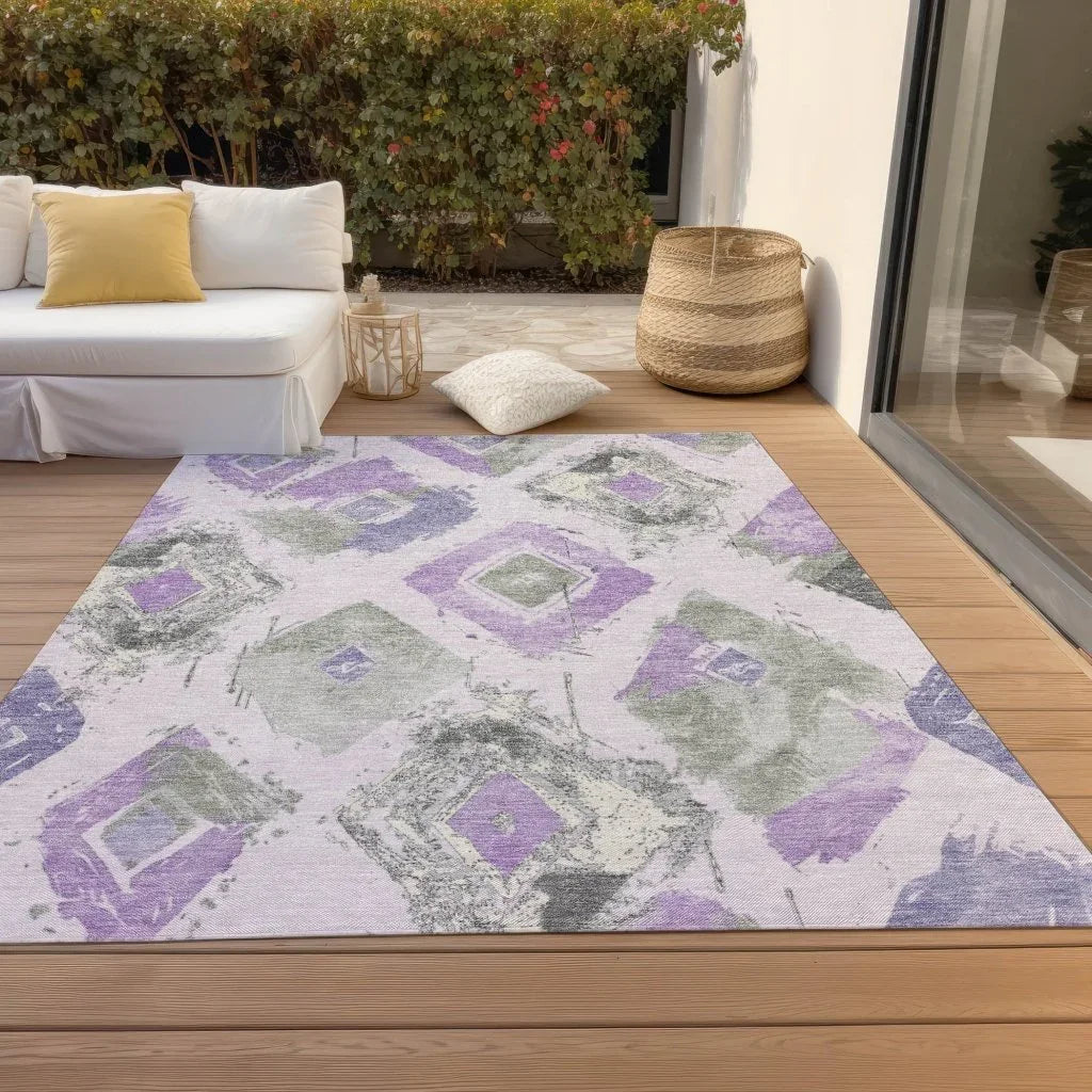 Aelir Purple Washable Indoor - Outdoor Rug - LOOMLAN - LOOMLAN Rugs - Outdoor Rugs