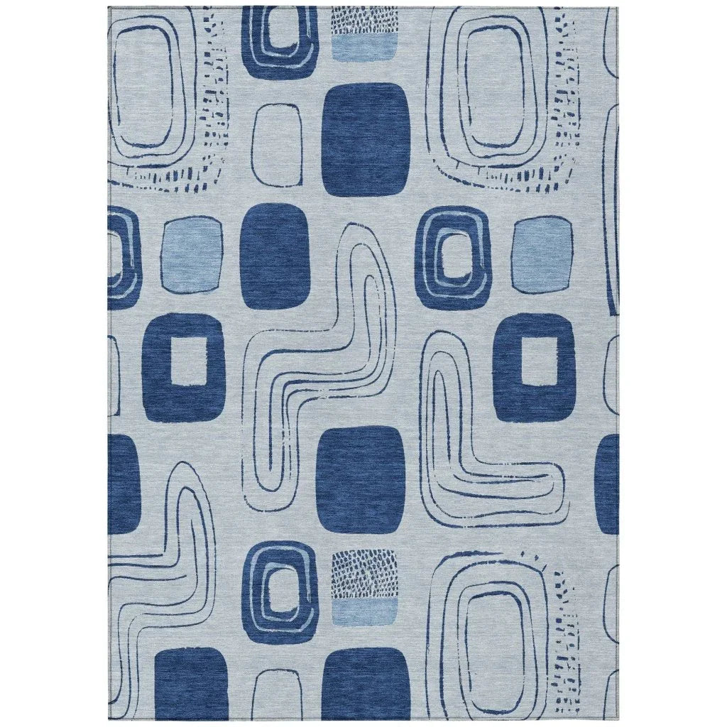 Aelira Blue Washable Indoor - Outdoor Rug - LOOMLAN - LOOMLAN Rugs - Outdoor Rugs
