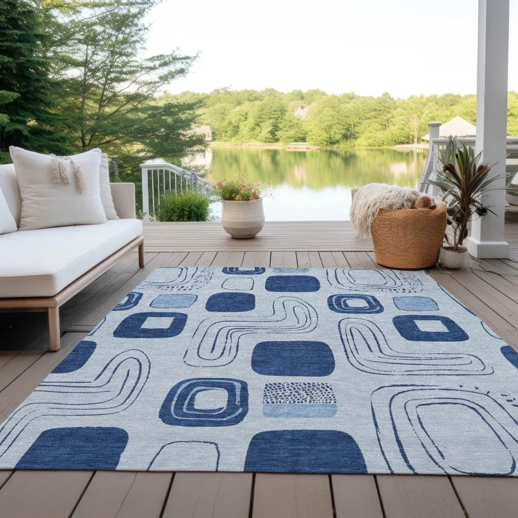 Aelira Blue Washable Indoor - Outdoor Rug - LOOMLAN - LOOMLAN Rugs - Outdoor Rugs