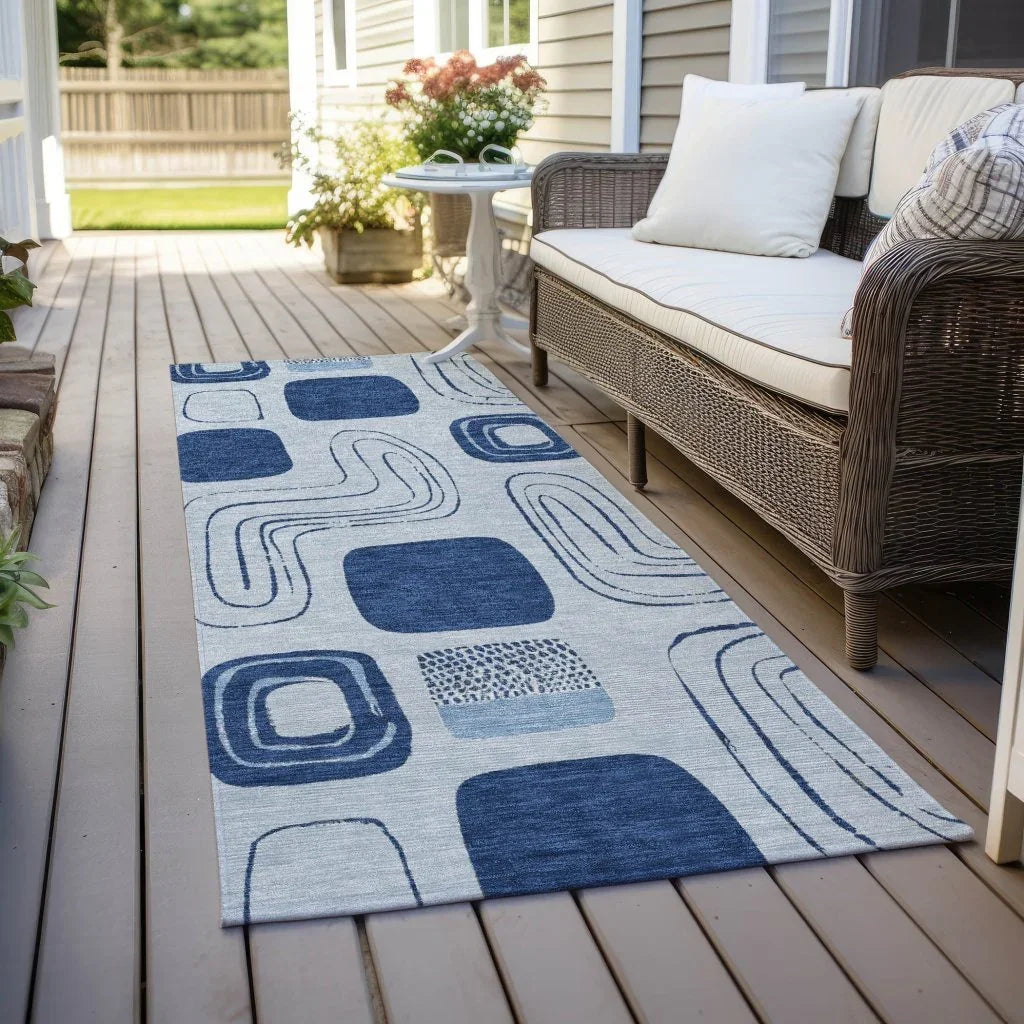 Aelira Blue Washable Indoor - Outdoor Rug - LOOMLAN - LOOMLAN Rugs - Outdoor Rugs