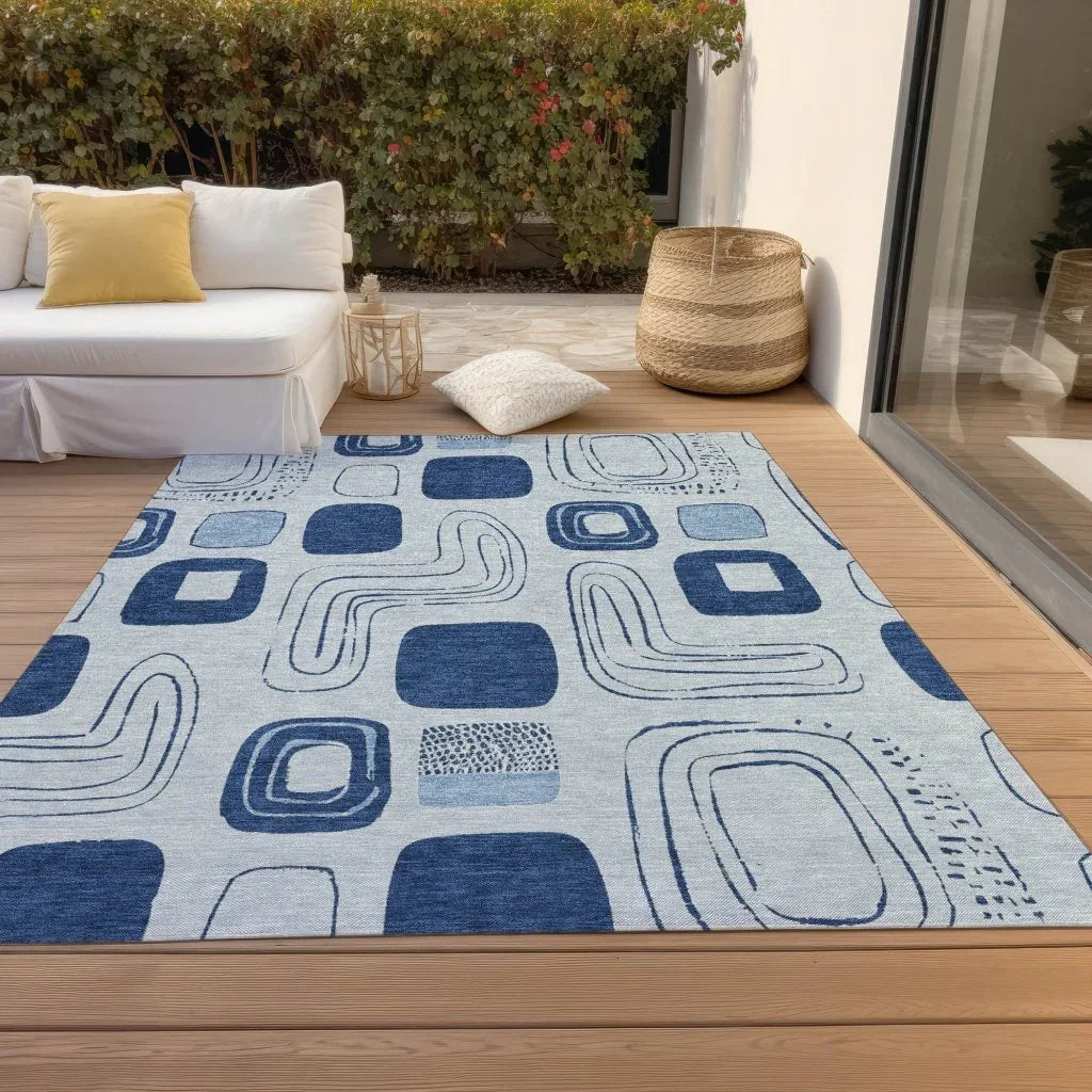 Aelira Blue Washable Indoor - Outdoor Rug - LOOMLAN - LOOMLAN Rugs - Outdoor Rugs