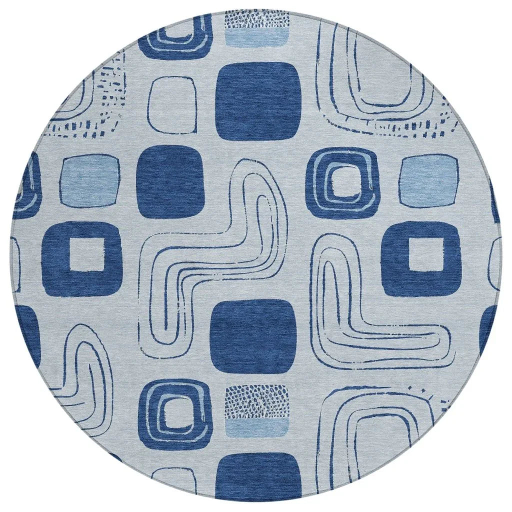 Aelira Blue Washable Indoor - Outdoor Rug - LOOMLAN - LOOMLAN Rugs - Outdoor Rugs