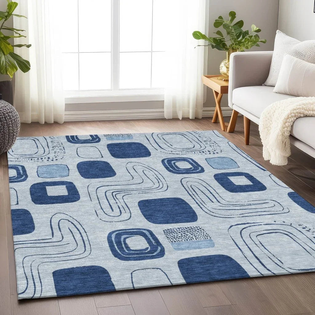 Aelira Blue Washable Indoor - Outdoor Rug - LOOMLAN - LOOMLAN Rugs - Outdoor Rugs