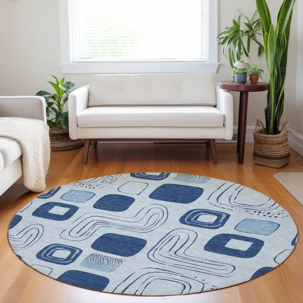 Aelira Blue Washable Indoor - Outdoor Rug - LOOMLAN - LOOMLAN Rugs - Outdoor Rugs