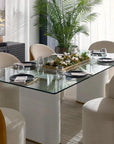Aemond Dining Table 86.5" Glass Concrete Base - LOOMLAN - SUNPAN - Dining Tables
