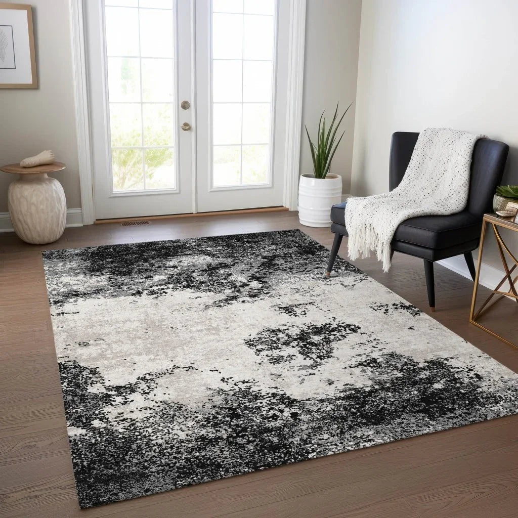LOOMLAN Rugs Aera Black Washable Indoor-Outdoor Rug
