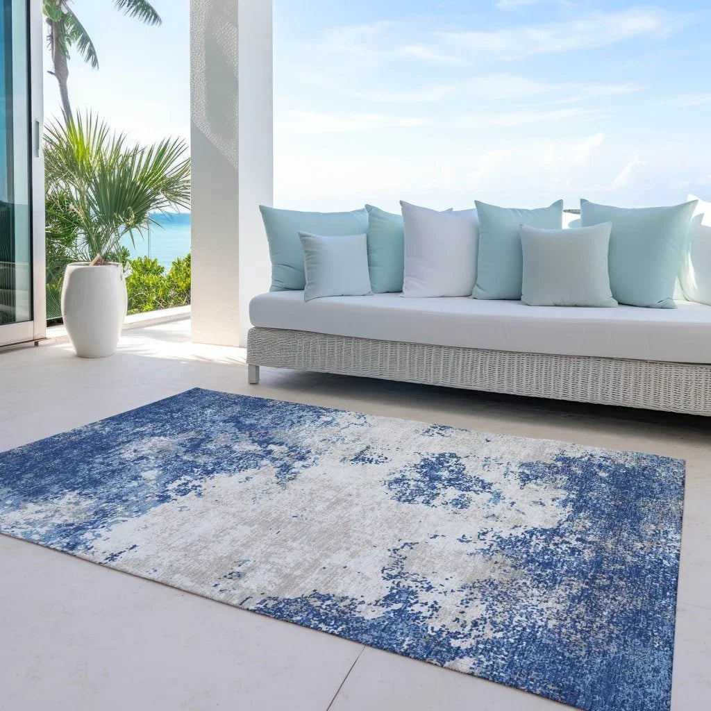 Aera Blue Washable Indoor - Outdoor Rug - LOOMLAN - LOOMLAN Rugs - Outdoor Rugs