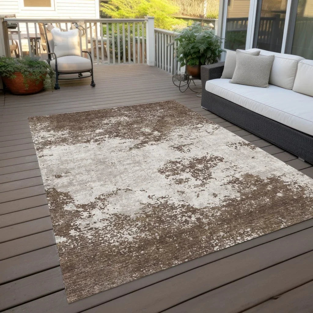 LOOMLAN Rugs Aera Brown Washable Indoor-Outdoor Rug