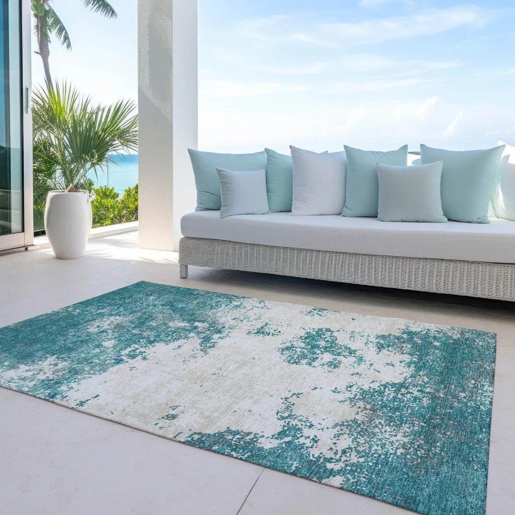 LOOMLAN Rugs Aera Teal Washable Indoor-Outdoor Rug