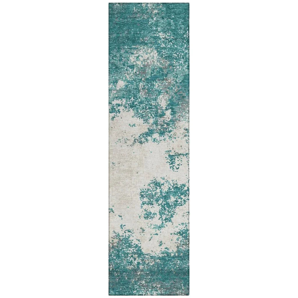 LOOMLAN Rugs Aera Teal Washable Indoor-Outdoor Rug