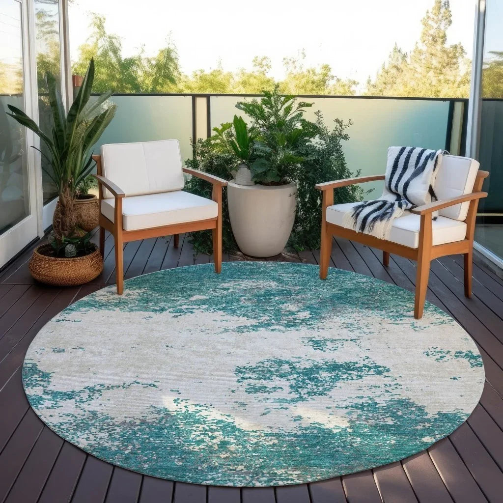LOOMLAN Rugs Aera Teal Washable Indoor-Outdoor Rug