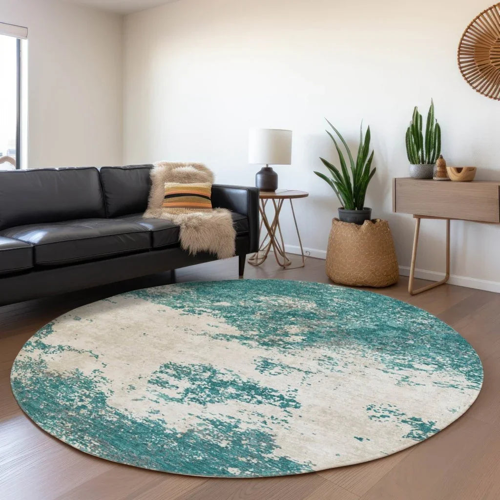 LOOMLAN Rugs Aera Teal Washable Indoor-Outdoor Rug