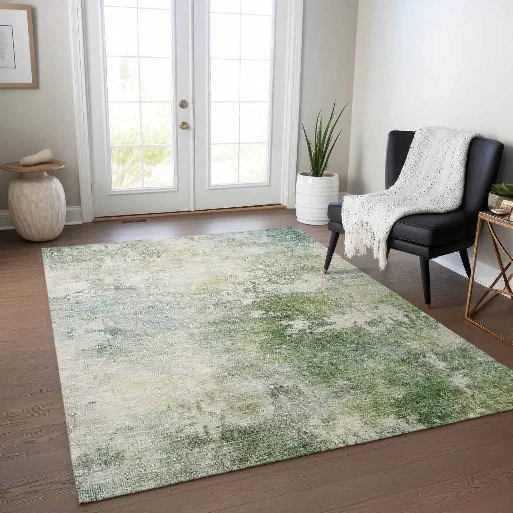 LOOMLAN Rugs Agatha Green Washable Indoor-Outdoor Rug