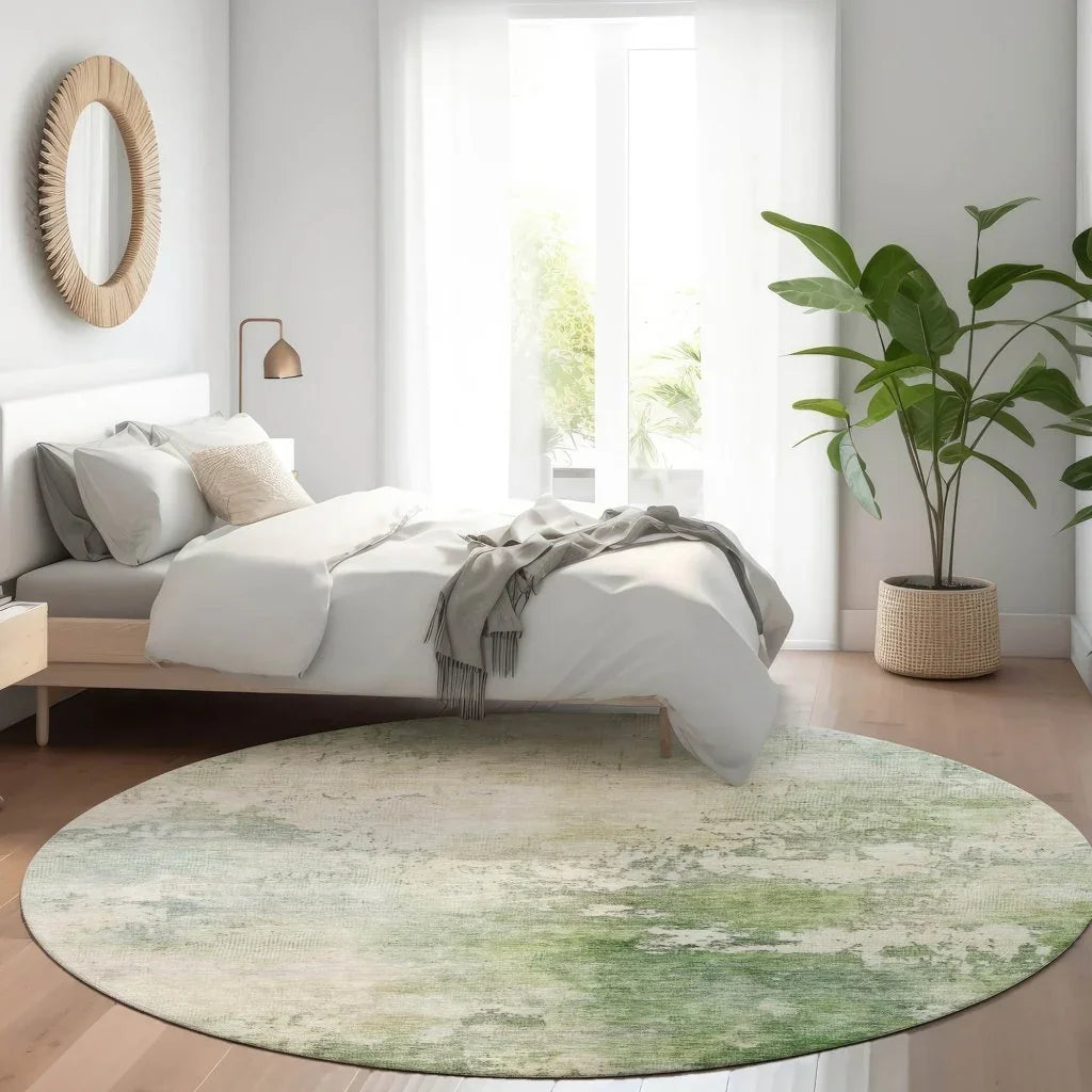 LOOMLAN Rugs Agatha Green Washable Indoor-Outdoor Rug