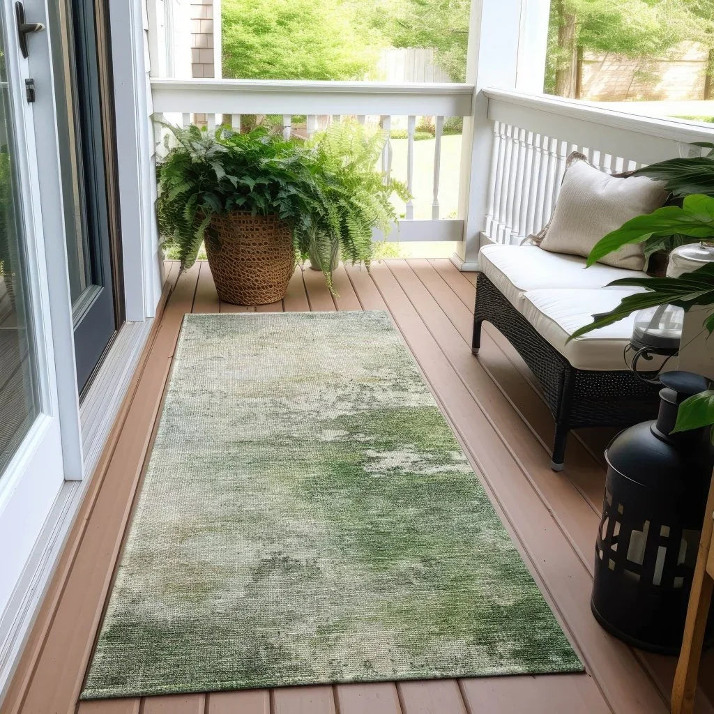 LOOMLAN Rugs Agatha Green Washable Indoor-Outdoor Rug
