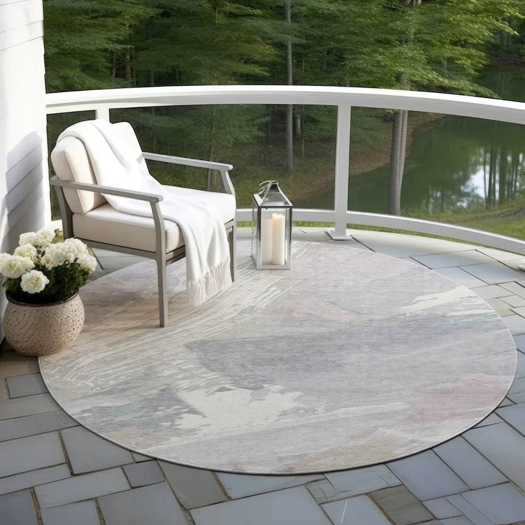 LOOMLAN Rugs Ahmira Ivory Washable Indoor-Outdoor Rug