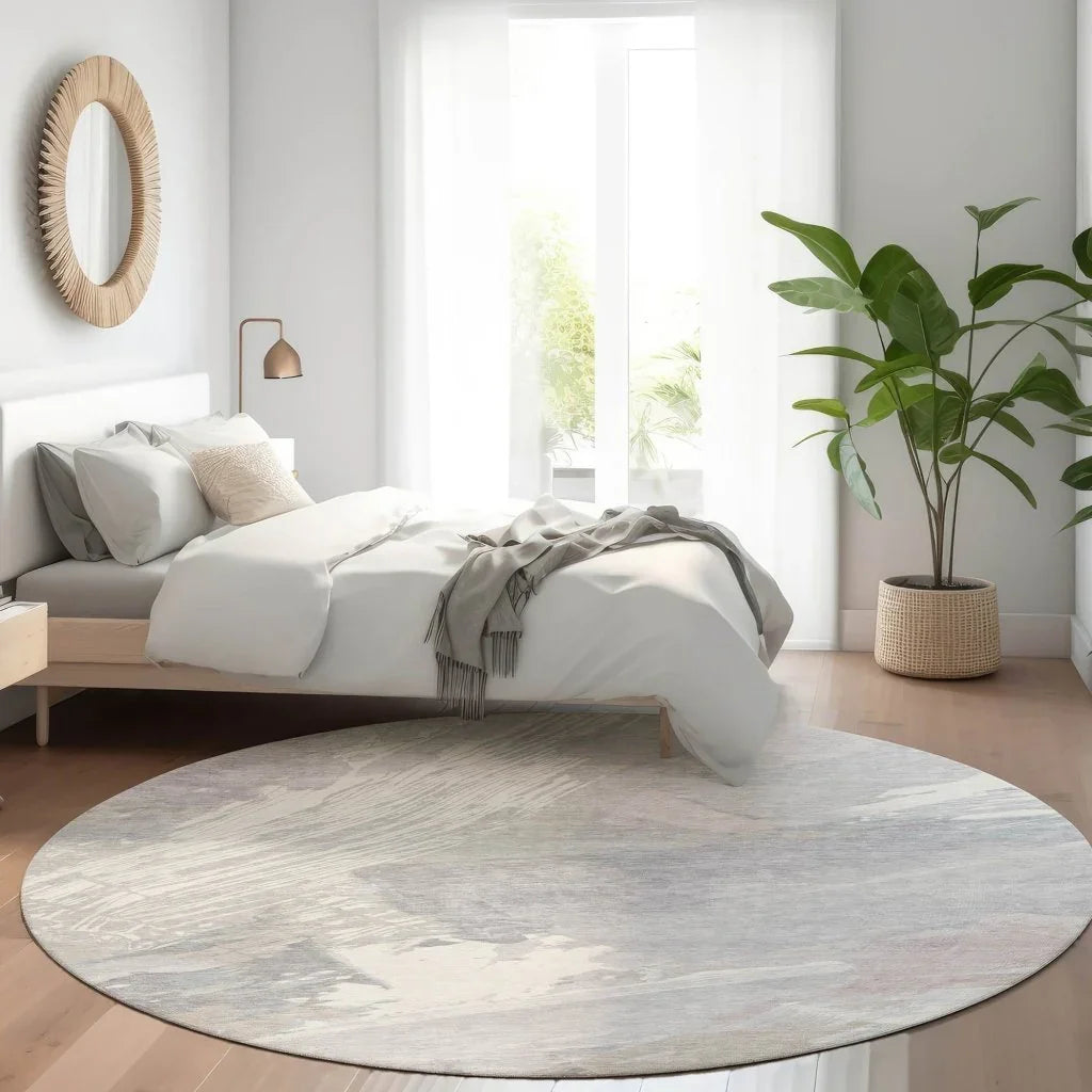 LOOMLAN Rugs Ahmira Ivory Washable Indoor-Outdoor Rug