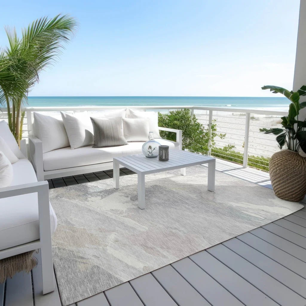 LOOMLAN Rugs Ahmira Ivory Washable Indoor-Outdoor Rug