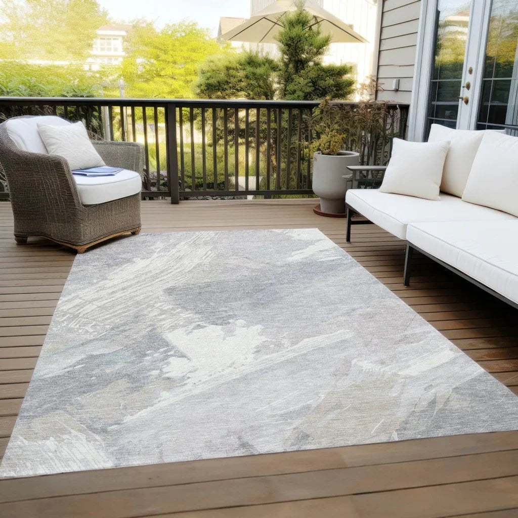LOOMLAN Rugs Ahmira Ivory Washable Indoor-Outdoor Rug