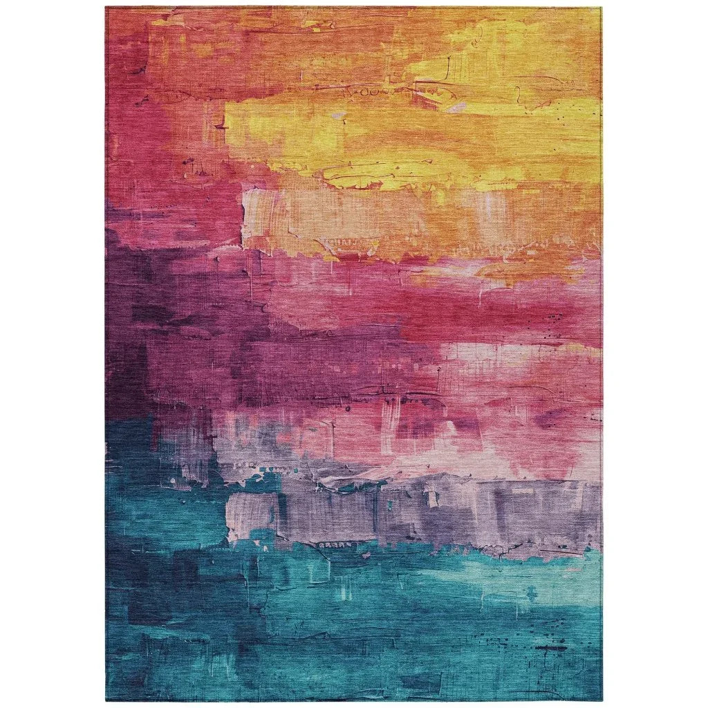 LOOMLAN Rugs Alderra Red Washable Indoor-Outdoor Rug
