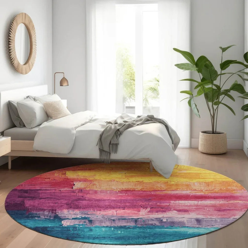 LOOMLAN Rugs Alderra Red Washable Indoor-Outdoor Rug