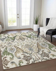 LOOMLAN Rugs Alfreda Ivory Washable Indoor-Outdoor Rug