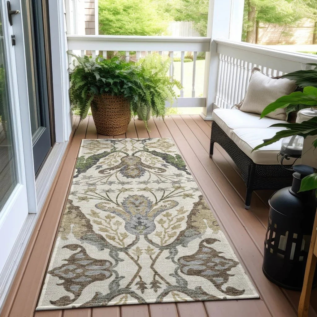 LOOMLAN Rugs Alfreda Ivory Washable Indoor-Outdoor Rug