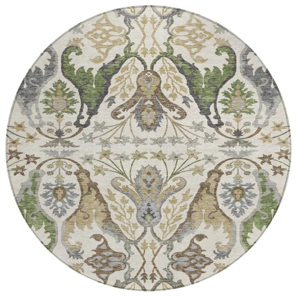 LOOMLAN Rugs Alfreda Ivory Washable Indoor-Outdoor Rug