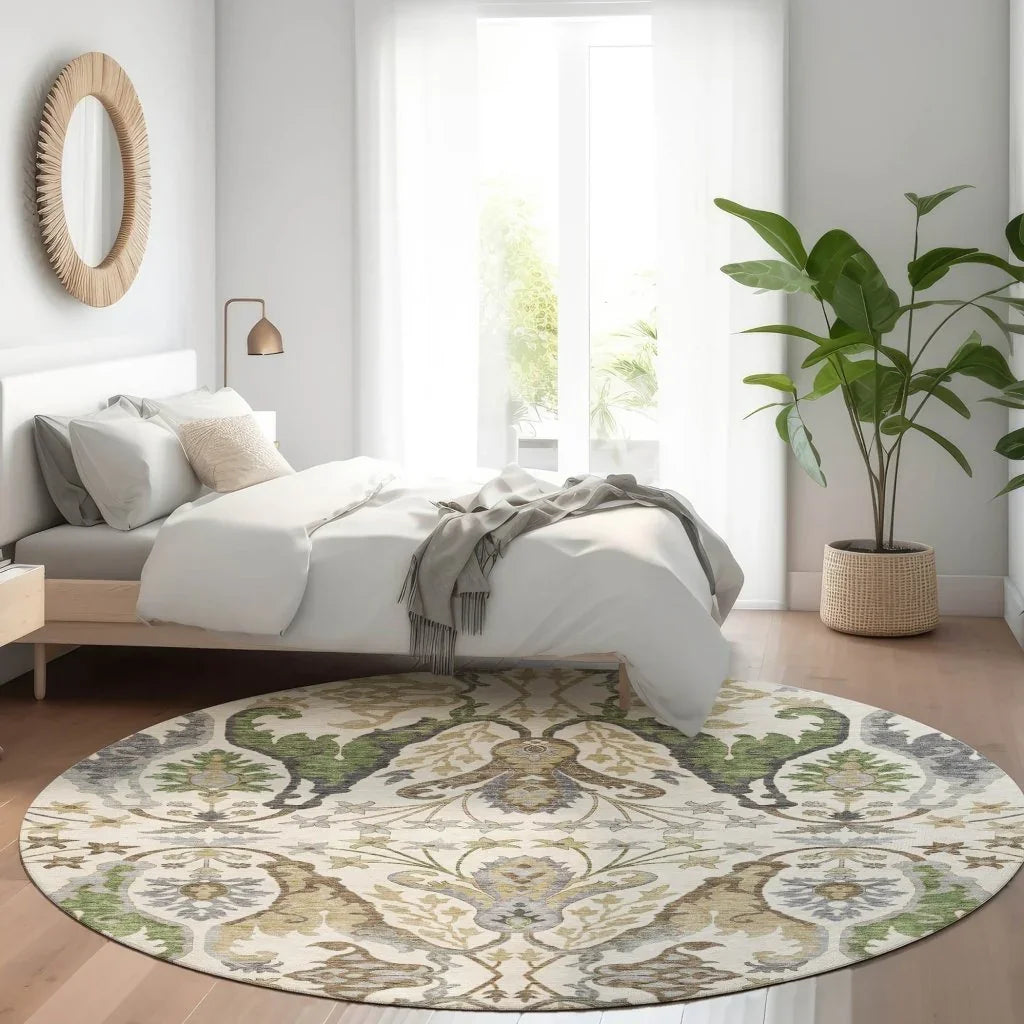 LOOMLAN Rugs Alfreda Ivory Washable Indoor-Outdoor Rug