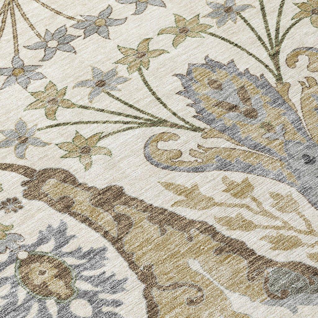 LOOMLAN Rugs Alfreda Ivory Washable Indoor-Outdoor Rug
