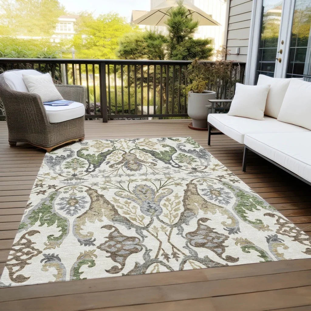 LOOMLAN Rugs Alfreda Ivory Washable Indoor-Outdoor Rug