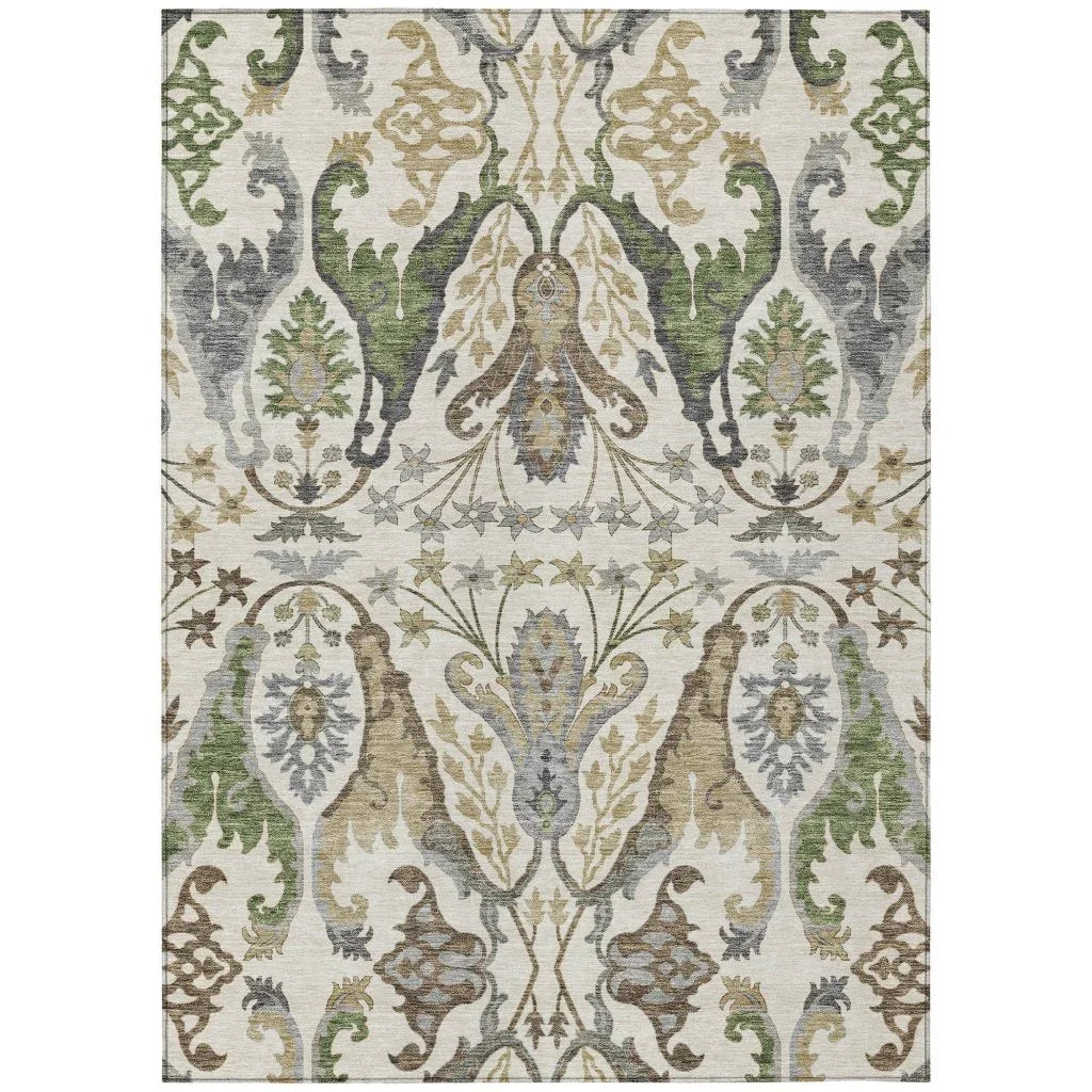 LOOMLAN Rugs Alfreda Ivory Washable Indoor-Outdoor Rug