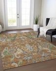 LOOMLAN Rugs Alfreda Orange Washable Indoor-Outdoor Rug