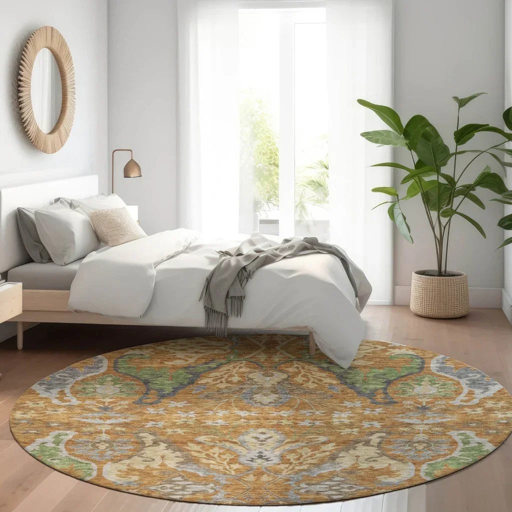 LOOMLAN Rugs Alfreda Orange Washable Indoor-Outdoor Rug