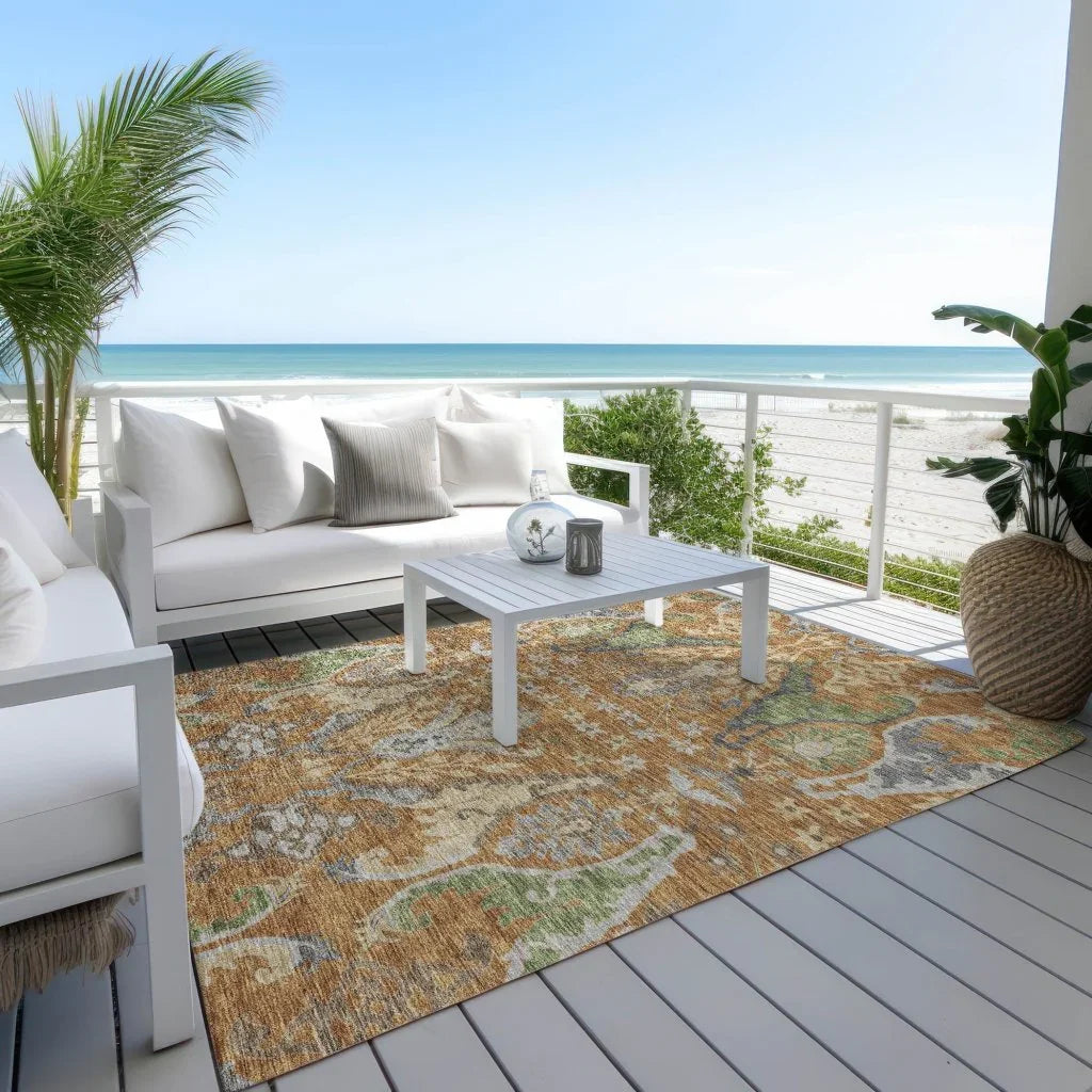 LOOMLAN Rugs Alfreda Orange Washable Indoor-Outdoor Rug