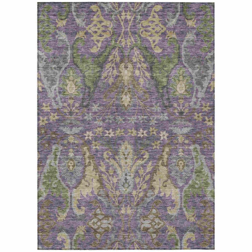 LOOMLAN Rugs Alfreda Purple Washable Indoor-Outdoor Rug