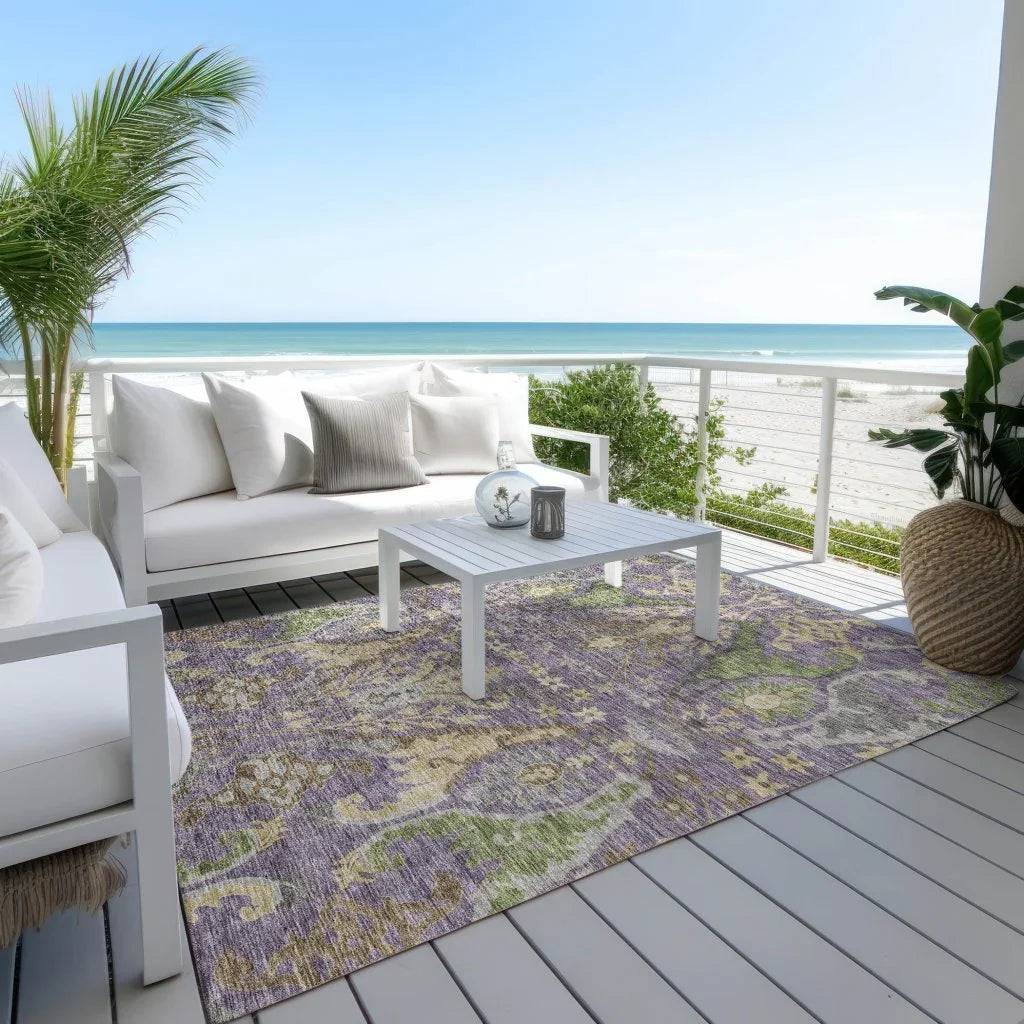 LOOMLAN Rugs Alfreda Purple Washable Indoor-Outdoor Rug