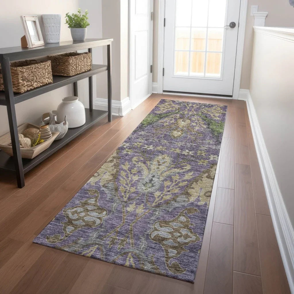 LOOMLAN Rugs Alfreda Purple Washable Indoor-Outdoor Rug