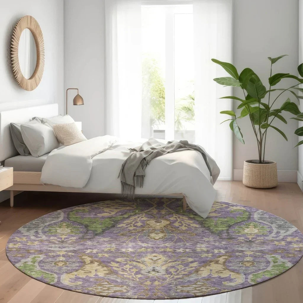 LOOMLAN Rugs Alfreda Purple Washable Indoor-Outdoor Rug