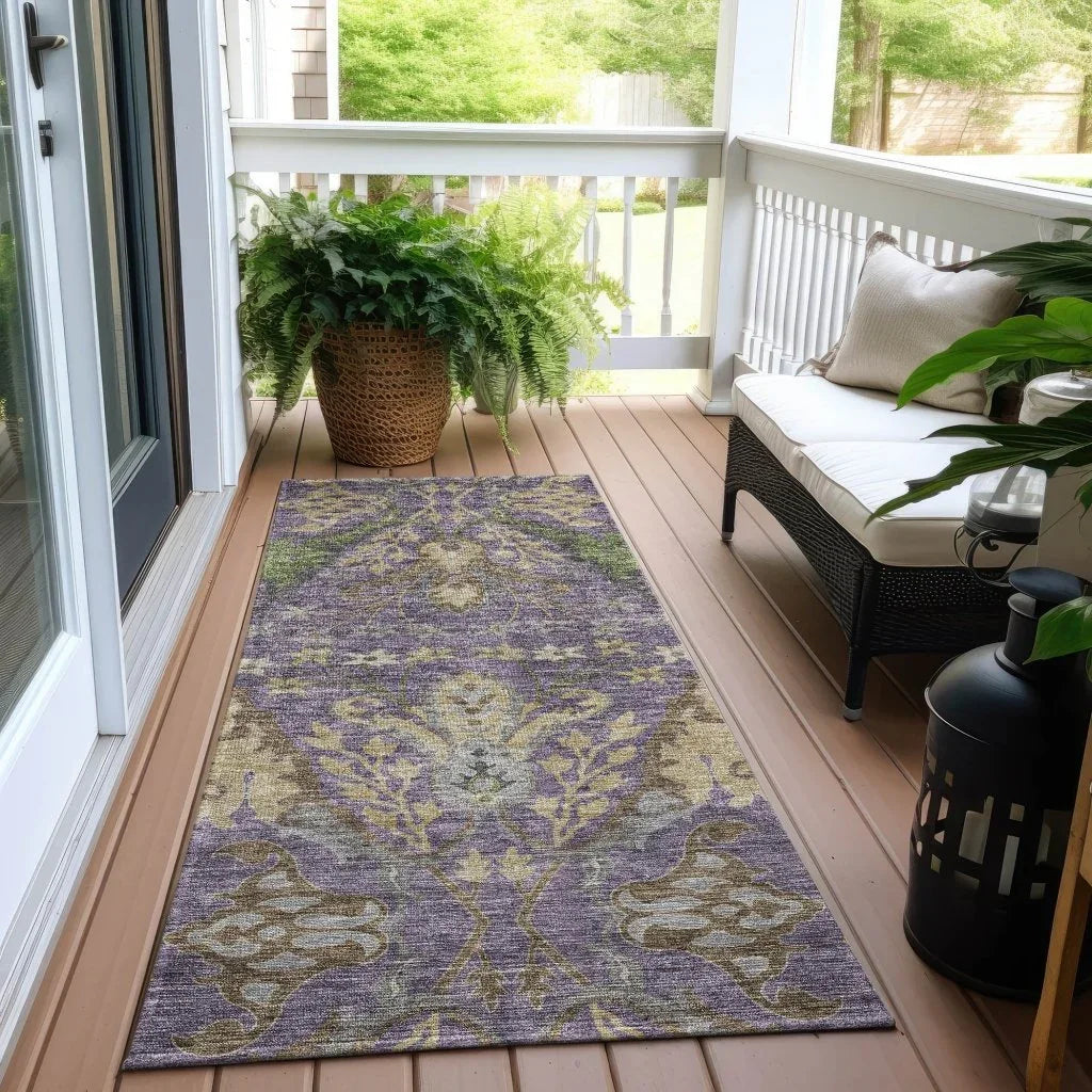 LOOMLAN Rugs Alfreda Purple Washable Indoor-Outdoor Rug