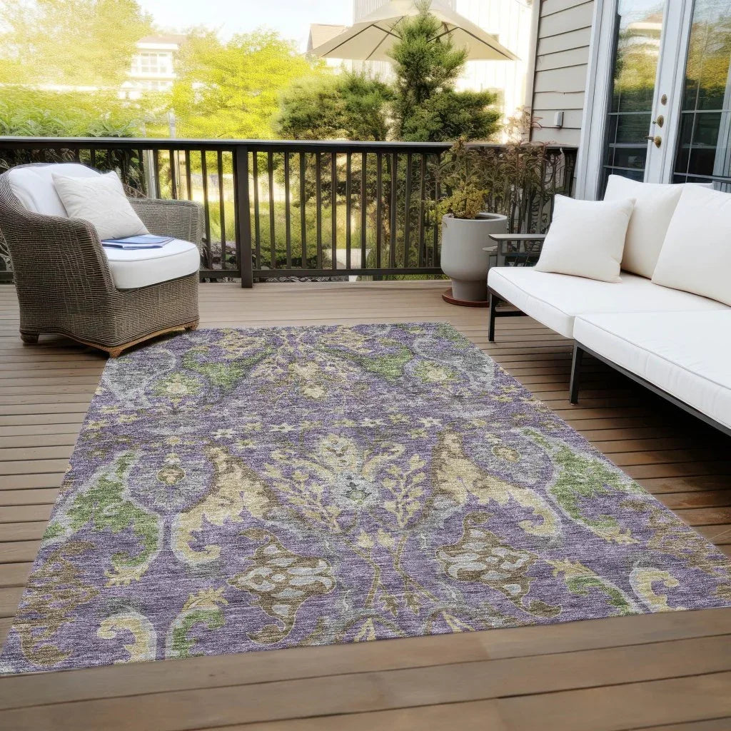 LOOMLAN Rugs Alfreda Purple Washable Indoor-Outdoor Rug