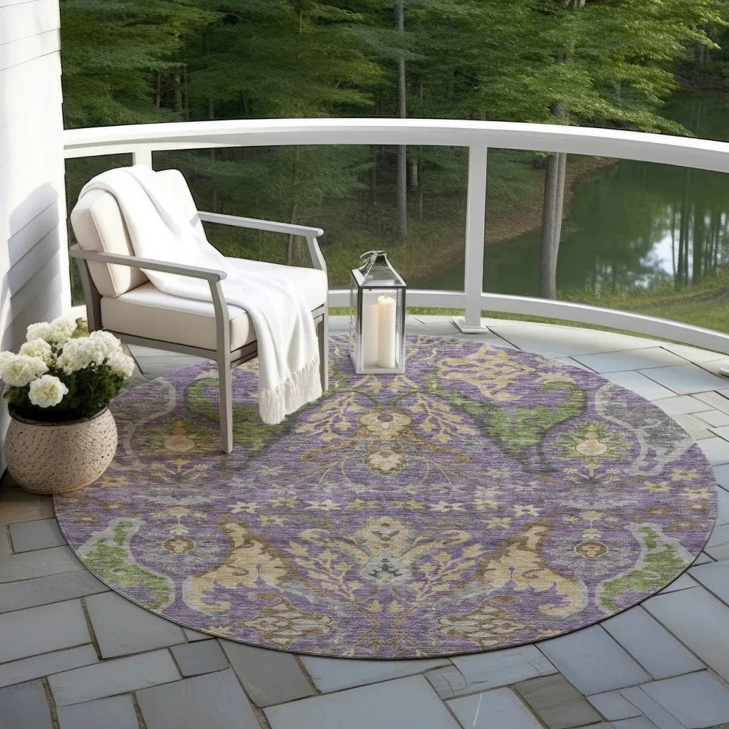 LOOMLAN Rugs Alfreda Purple Washable Indoor-Outdoor Rug