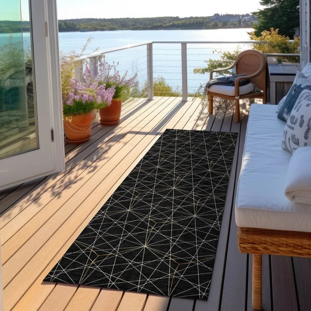 LOOMLAN Rugs Alina Black Washable Indoor-Outdoor Rug