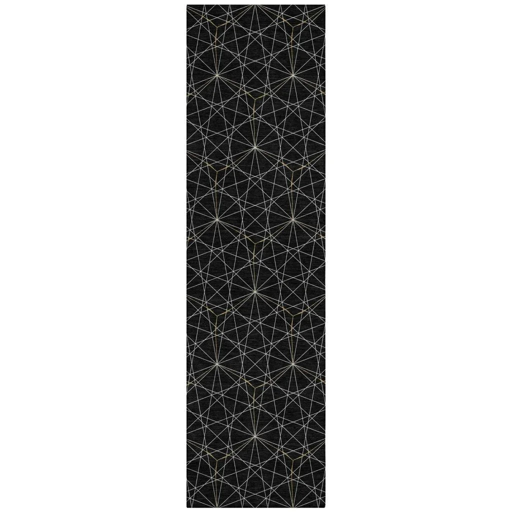 LOOMLAN Rugs Alina Black Washable Indoor-Outdoor Rug