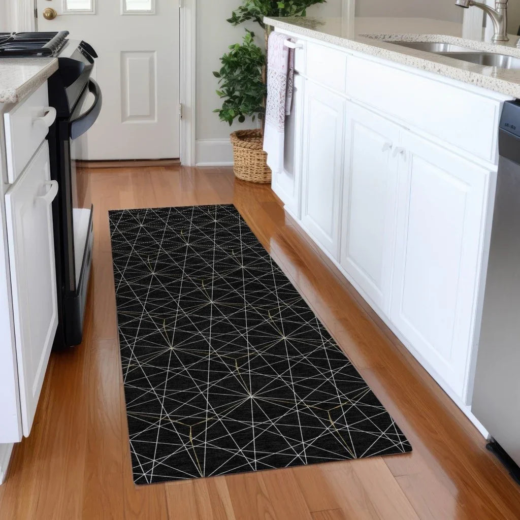 LOOMLAN Rugs Alina Black Washable Indoor-Outdoor Rug