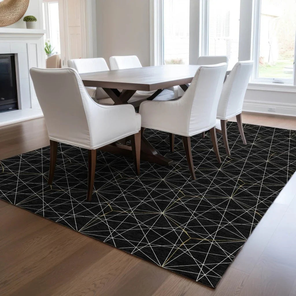 LOOMLAN Rugs Alina Black Washable Indoor-Outdoor Rug