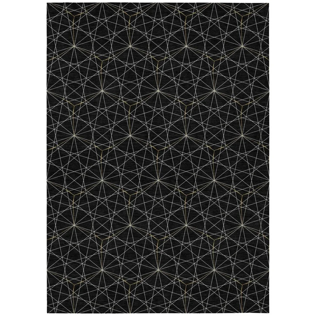 LOOMLAN Rugs Alina Black Washable Indoor-Outdoor Rug
