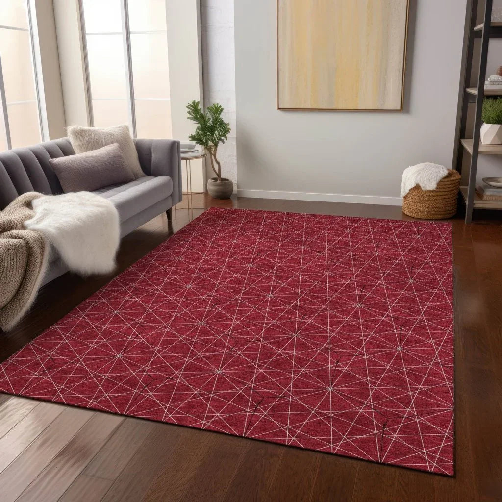 LOOMLAN Rugs Alina Red Washable Indoor-Outdoor Rug