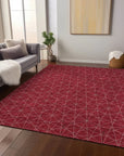 LOOMLAN Rugs Alina Red Washable Indoor-Outdoor Rug